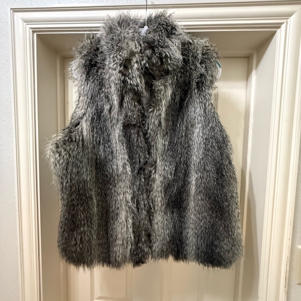 Faux Fur Vest in Gray and Black by Parkhurst -NWT